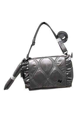 Lug Conga Quilted Silver Crossbody Bag With Adjustable Strap